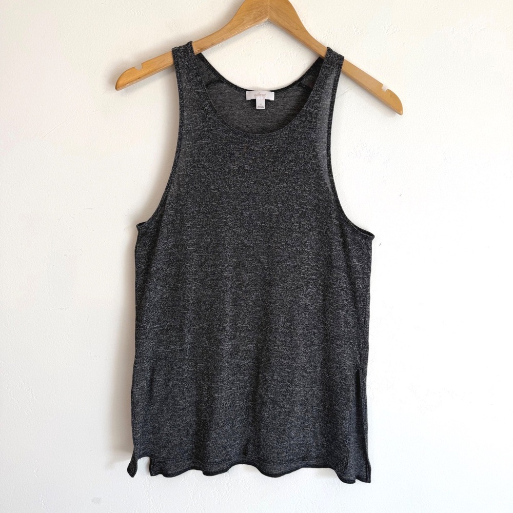 Wilfred Aritzia Tank Top Charcoal Grey Heather Side Slits Minimalist Basic XS